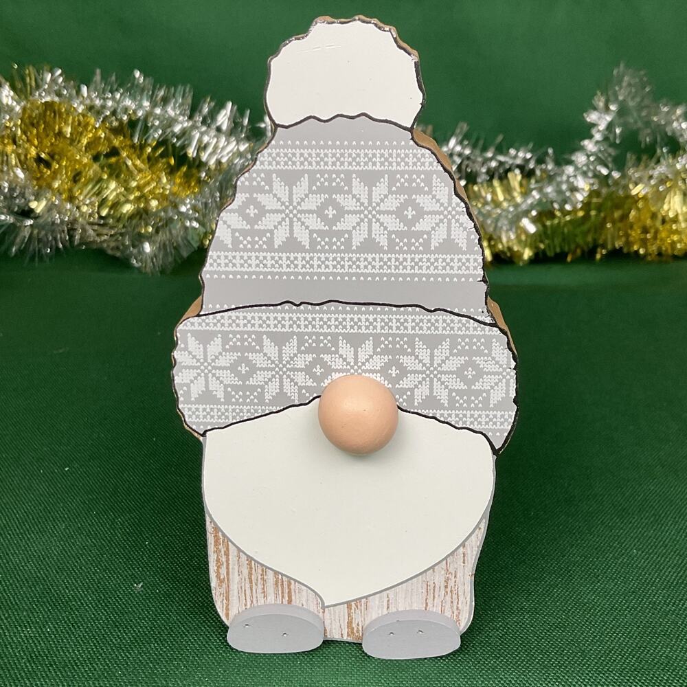 Wooden Winter Gnome Figurine Christmas Holiday Tabletop Decor Nordic Fair